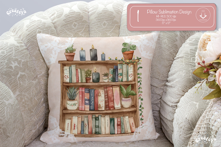 Book lover Pillow case sublimation watercolor Floral Pillow