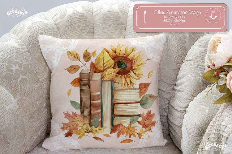 Book lover Pillow case sublimation watercolor Floral Pillow