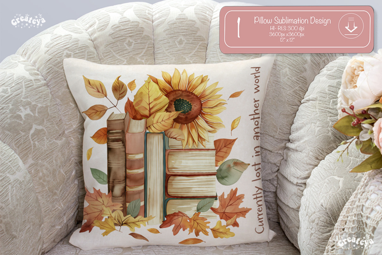 Book lover Quote Pillow case sublimation sunflower png print