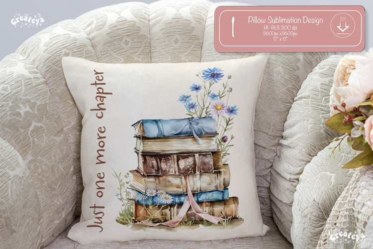 Book lover Quote Pillow case sublimation watercolor Flower
