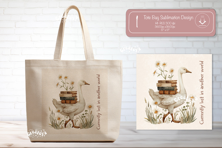 Book Lover Quote Tote Bag Sublimation Vintage goose png