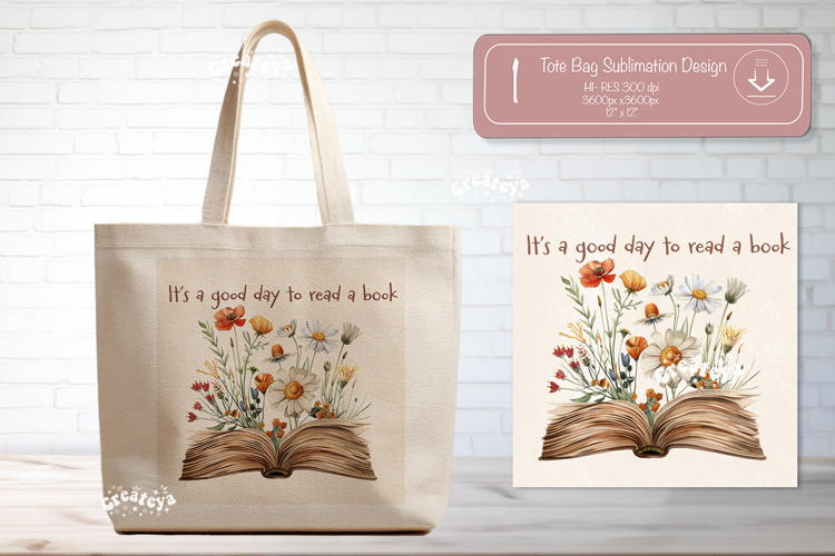 Book Lover Quote Tote Bag Sublimation Vintage wildflower png