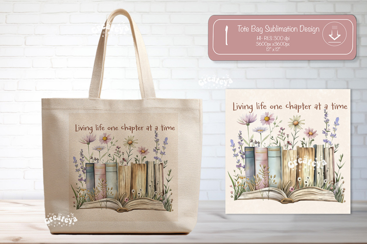 Book Lover Quote Tote Bag Sublimation Vintage wildflower png