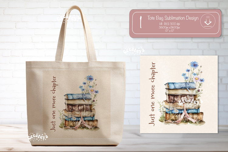 Book Lover Quote Tote Bag Sublimation Vintage wildflower png