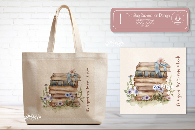 Book Lover Quote Tote Bag Sublimation Vintage wildflower png