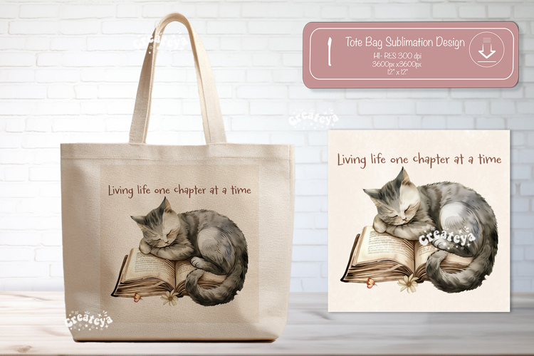 Book Lover Quote Tote Bag Sublimation Vintage cat png