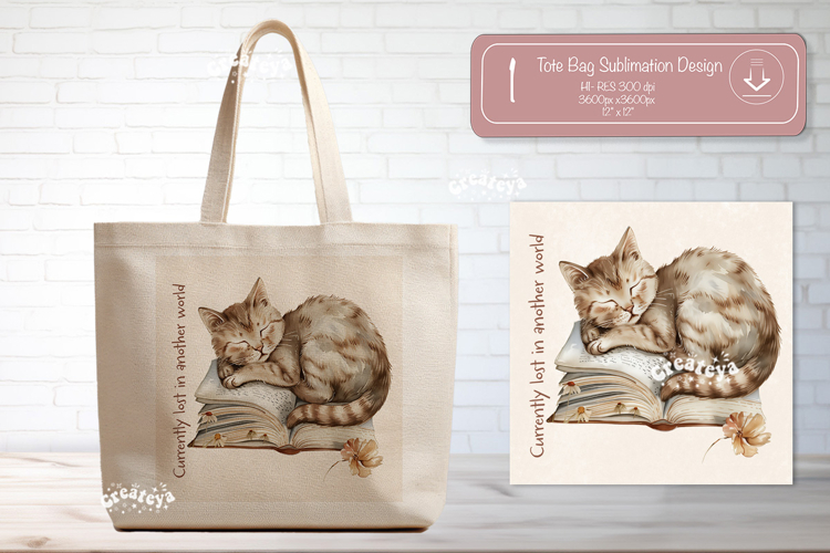 Book Lover Quote Tote Bag Sublimation Vintage cat png