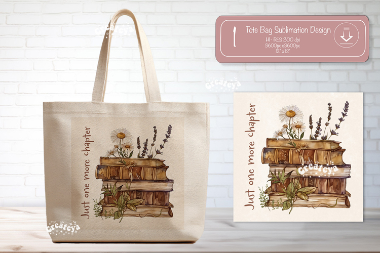 Book Lover Quote Tote Bag Sublimation Vintage wildflower png