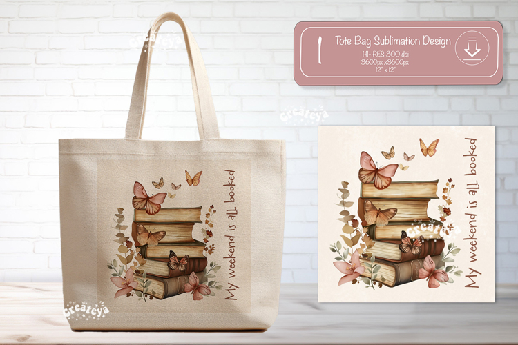 Book Lover Quote Tote Bag Sublimation Vintage wildflower png