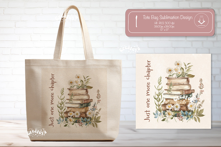 Book Lover Quote Tote Bag Sublimation Vintage wildflower png