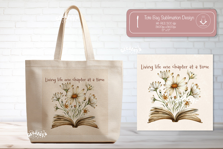Book Lover Quote Tote Bag Sublimation Vintage wildflower png