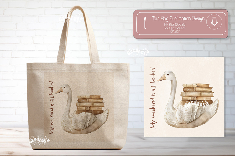 Book Lover Quote Tote Bag Sublimation Vintage goose png