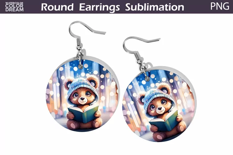 Bear Book Round Earrings | Book Lover Earrings