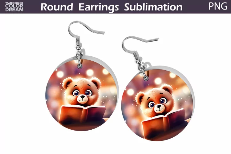 Bear Book Round Earrings | Book Lover Earrings