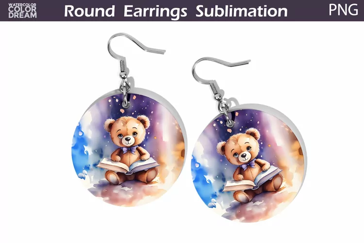 Bear Book Round Earrings | Book Lover Earrings