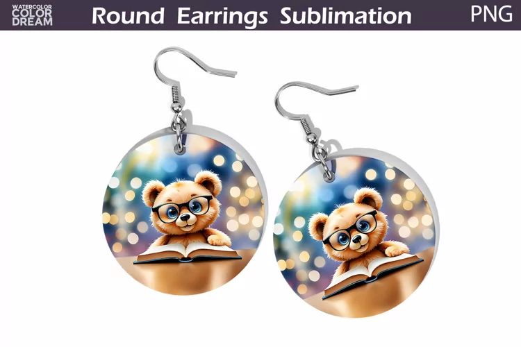 Bear Book Round Earrings | Book Lover Earrings