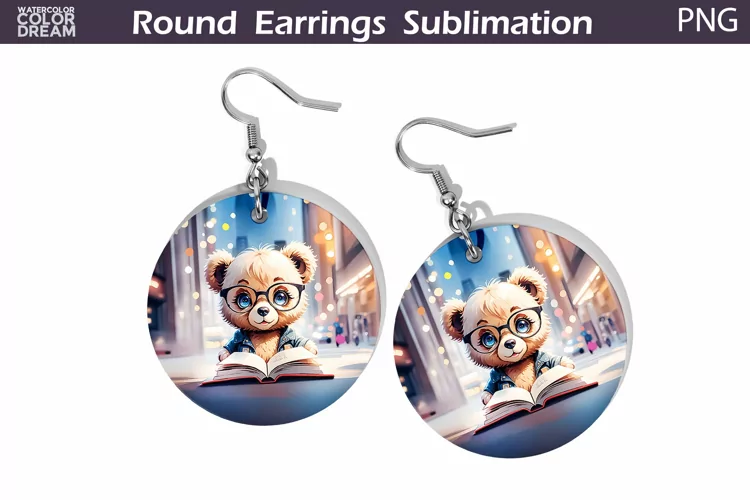 Bear Book Round Earrings | Book Lover Earrings