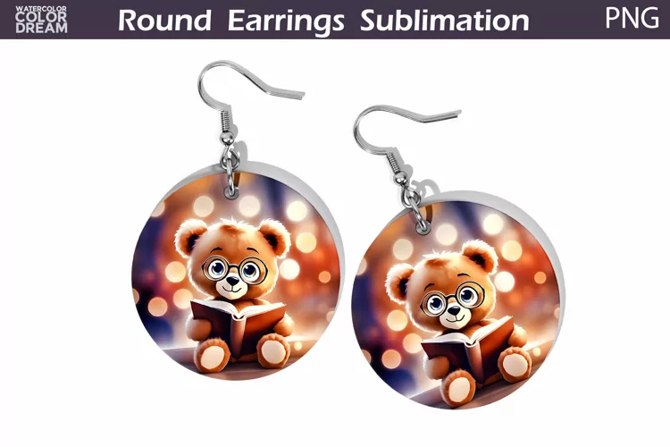 Bear Book Round Earrings | Book Lover Earrings