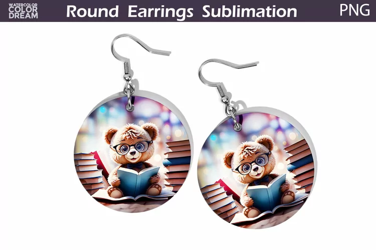 Bear Book Round Earrings | Book Lover Earrings