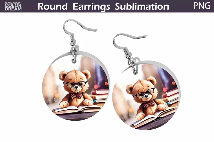 Bear Book Round Earrings | Book Lover Earrings