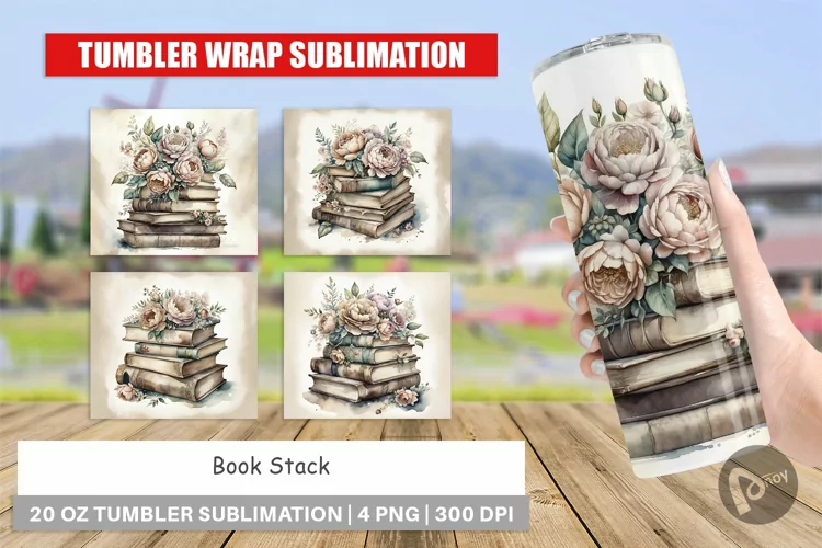 Tumbler Wrap Book Stack