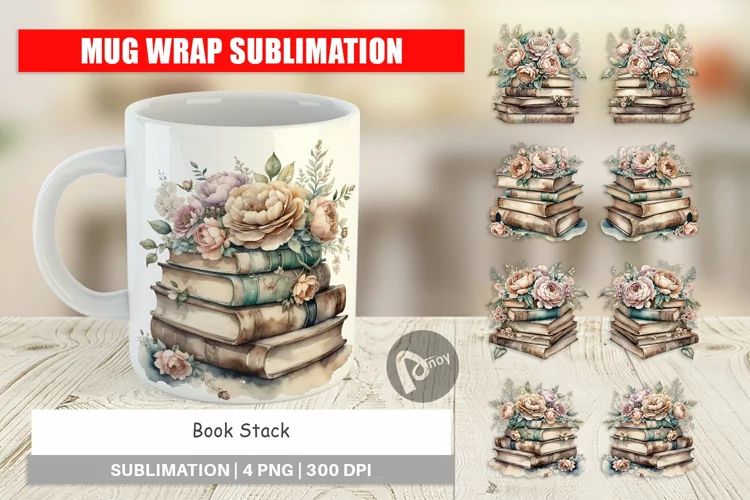 Mug Wrap Book Stack