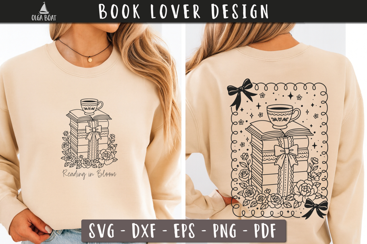 Book stack SVG Book lover Reading in Bloom