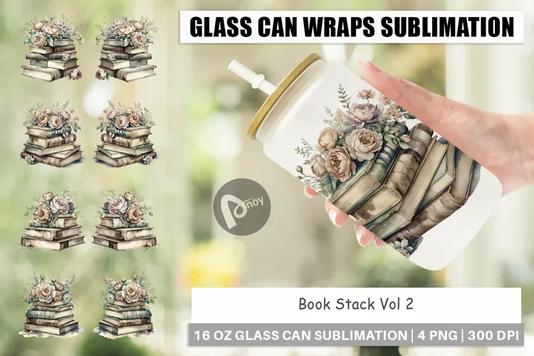Glass Can Book Stack