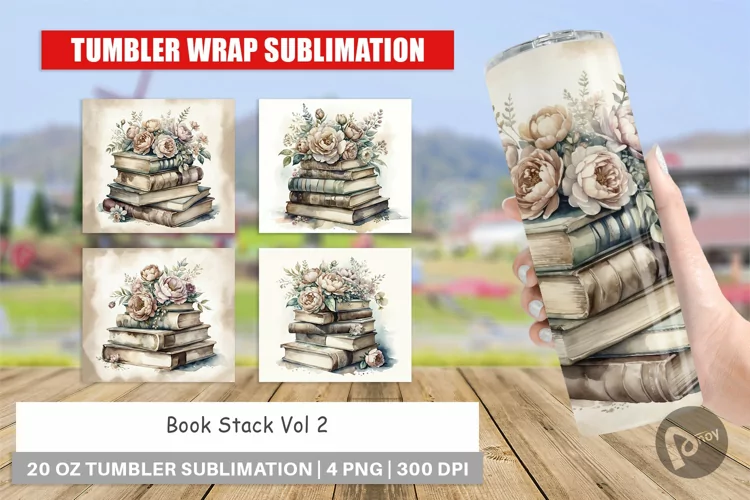 Tumbler Wrap Book Stack