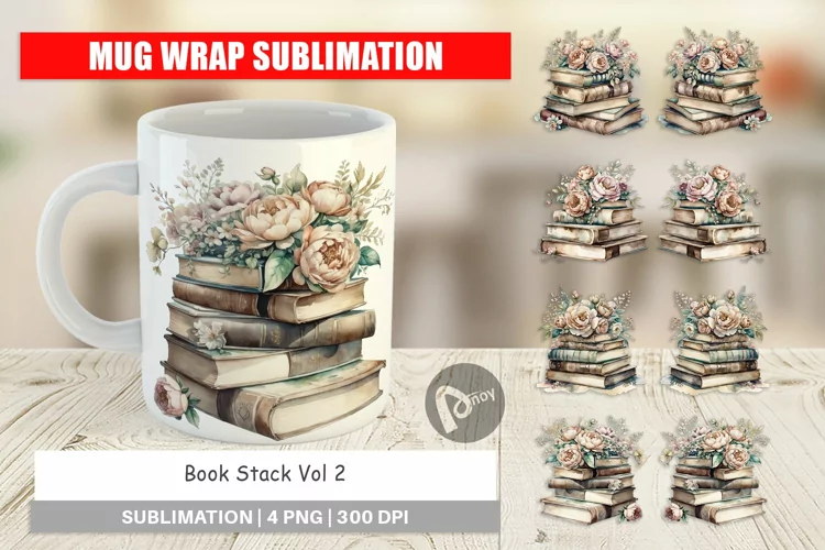 Mug Wrap Book Stack