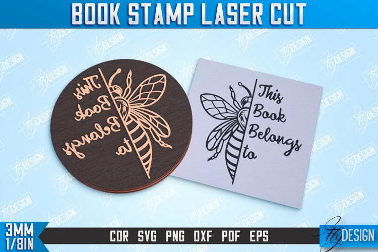 Book Stamp Laser Cut | Lettered Stamp | Wooden Stamp | CNC