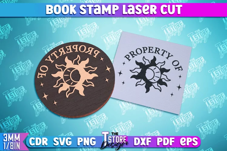 Book Stamp Laser Cut | Ex Libris | Lettered Stamp | CNC File