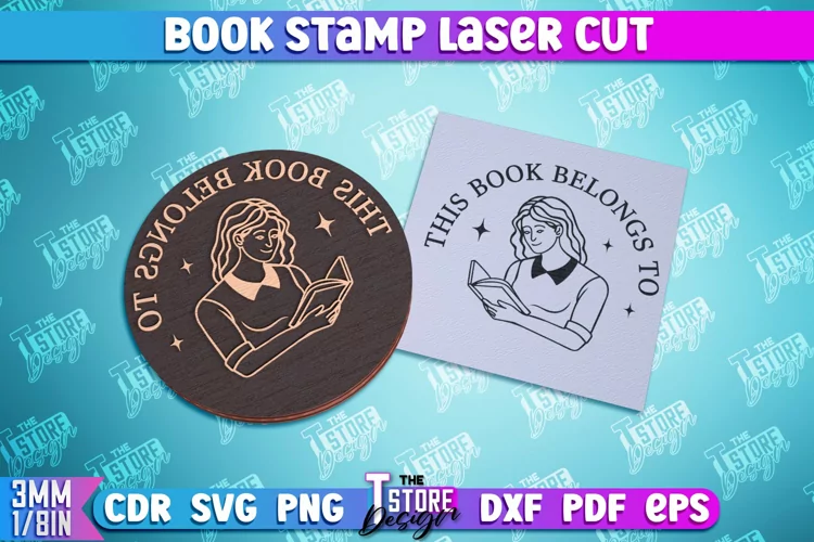 Book Stamp Laser Cut | Ex Libris | Lettered Stamp | CNC File