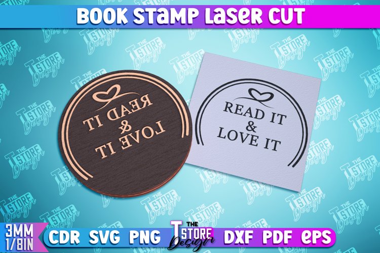 Book Stamp Laser Cut | Ex Libris | Lettered Stamp | CNC File example image 1