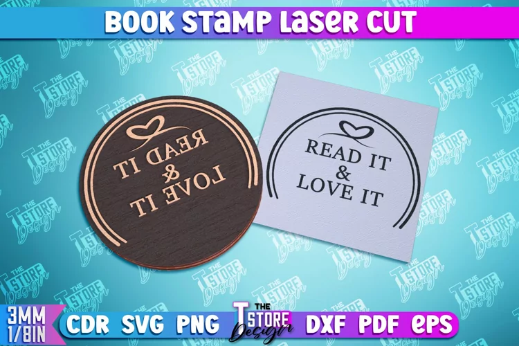 Book Stamp Laser Cut | Ex Libris | Lettered Stamp | CNC File