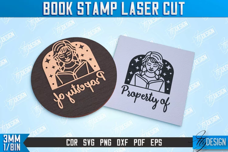 Book Stamp Laser Cut | Lettered Stamp | Wooden Stamp | CNC