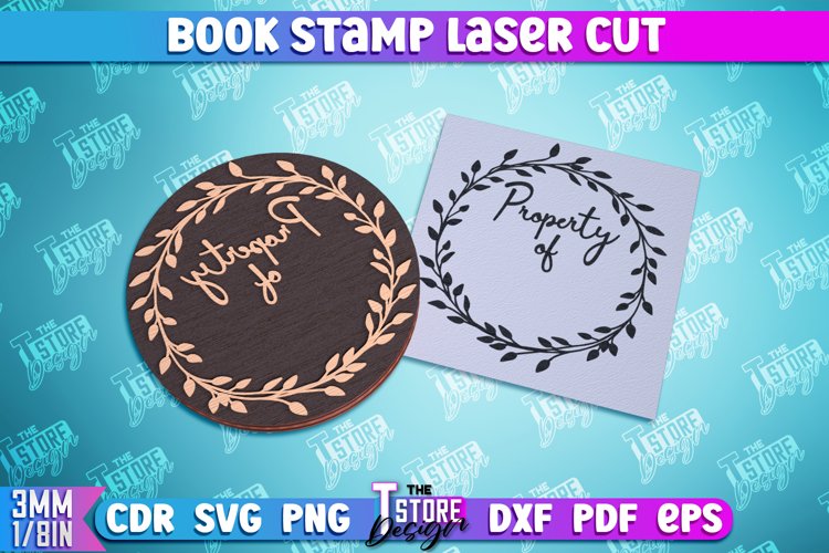 Book Stamp Laser Cut | Ex Libris | Lettered Stamp | CNC File example image 1