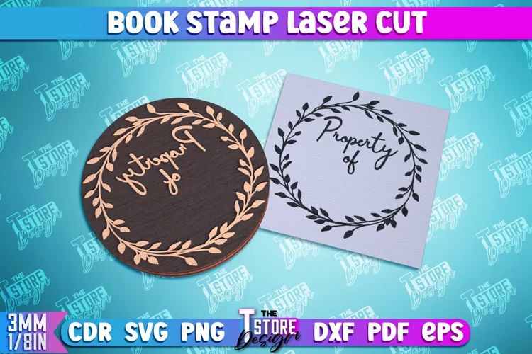 Book Stamp Laser Cut | Ex Libris | Lettered Stamp | CNC File