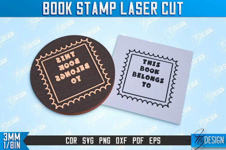 Book Stamp Laser Cut | Lettered Stamp | Wooden Stamp | CNC