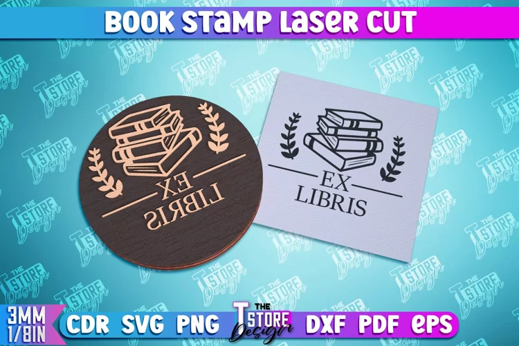 Book Stamp Laser Cut | Ex Libris | Lettered Stamp | CNC File