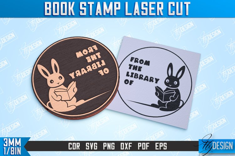 Book Stamp Laser Cut | Lettered Stamp | Wooden Stamp | CNC