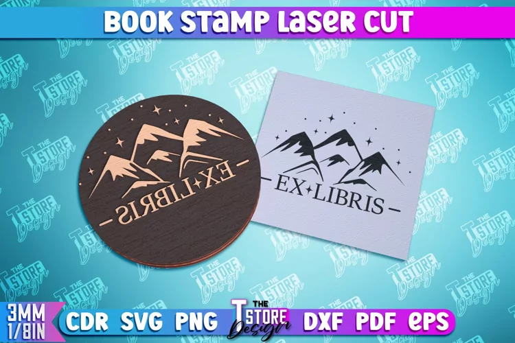 Book Stamp Laser Cut | Ex Libris | Lettered Stamp | CNC File