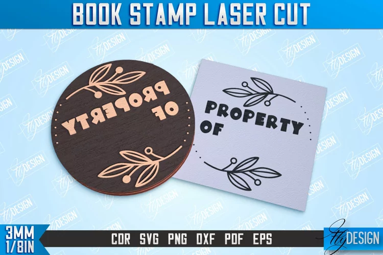 Book Stamp Laser Cut | Lettered Stamp | Wooden Stamp | CNC