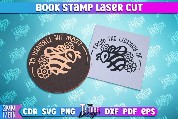 Book Stamp Laser Cut | Ex Libris | Lettered Stamp | CNC File