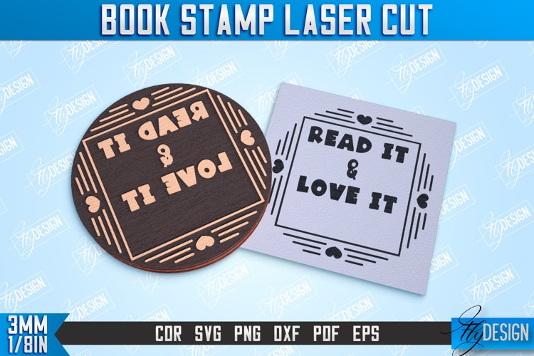Book Stamp Laser Cut | Lettered Stamp | Wooden Stamp | CNC example image 1