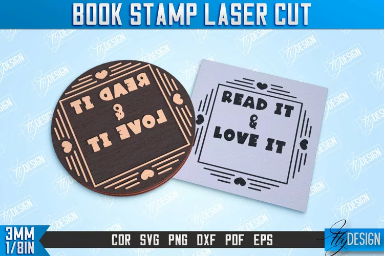 Book Stamp Laser Cut | Lettered Stamp | Wooden Stamp | CNC