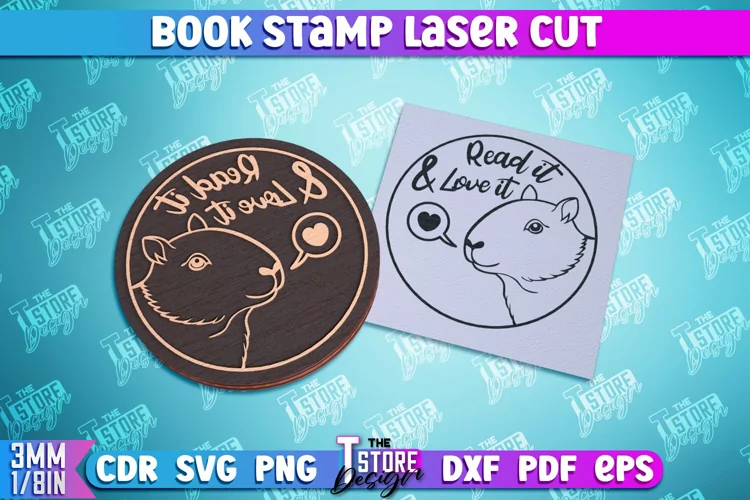 Book Stamp Laser Cut | Ex Libris | Lettered Stamp | CNC File