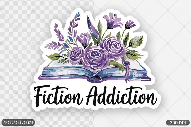 Watercolor Book Sticker with Flowers