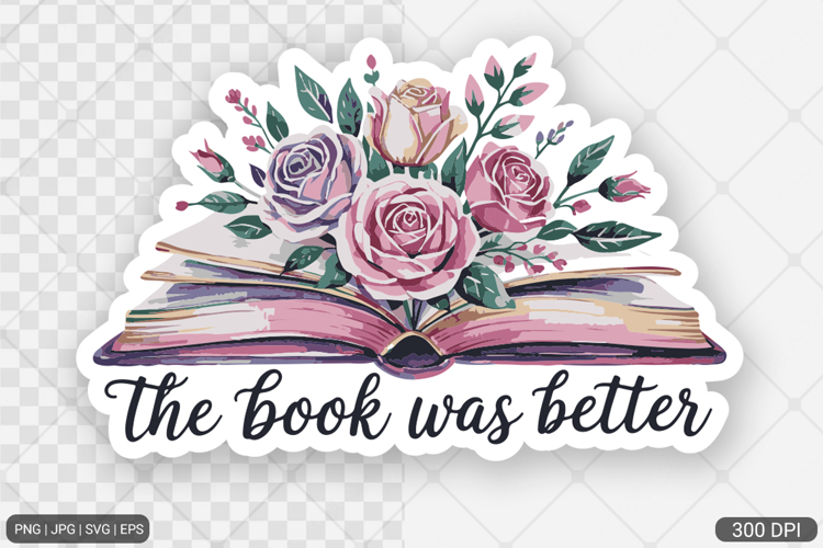 Watercolor Book Sticker with Flowers