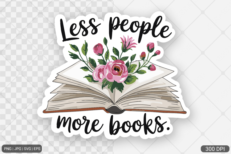Watercolor Book Sticker with Flowers